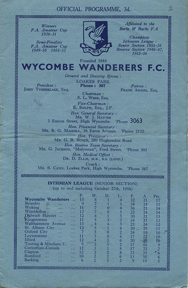 Match programme