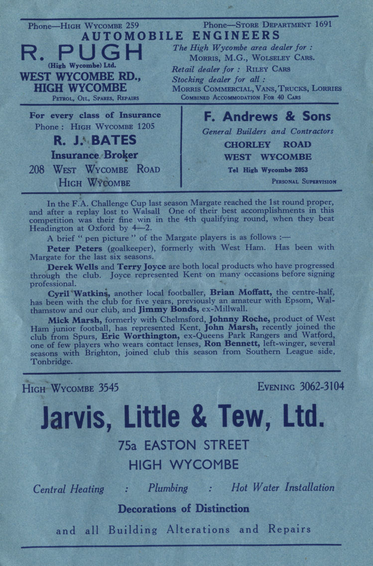 Inside match programme
