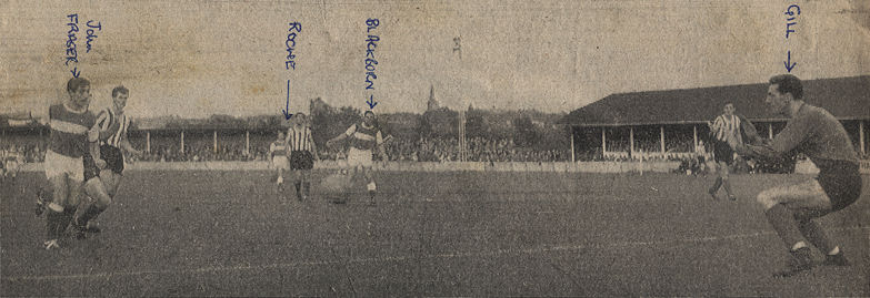 Photo shows John Fraser firing home Margate's second goal after a solo run