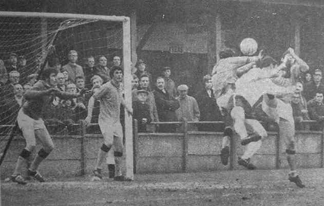 Jack Smith is outnumbered by Telford defenders